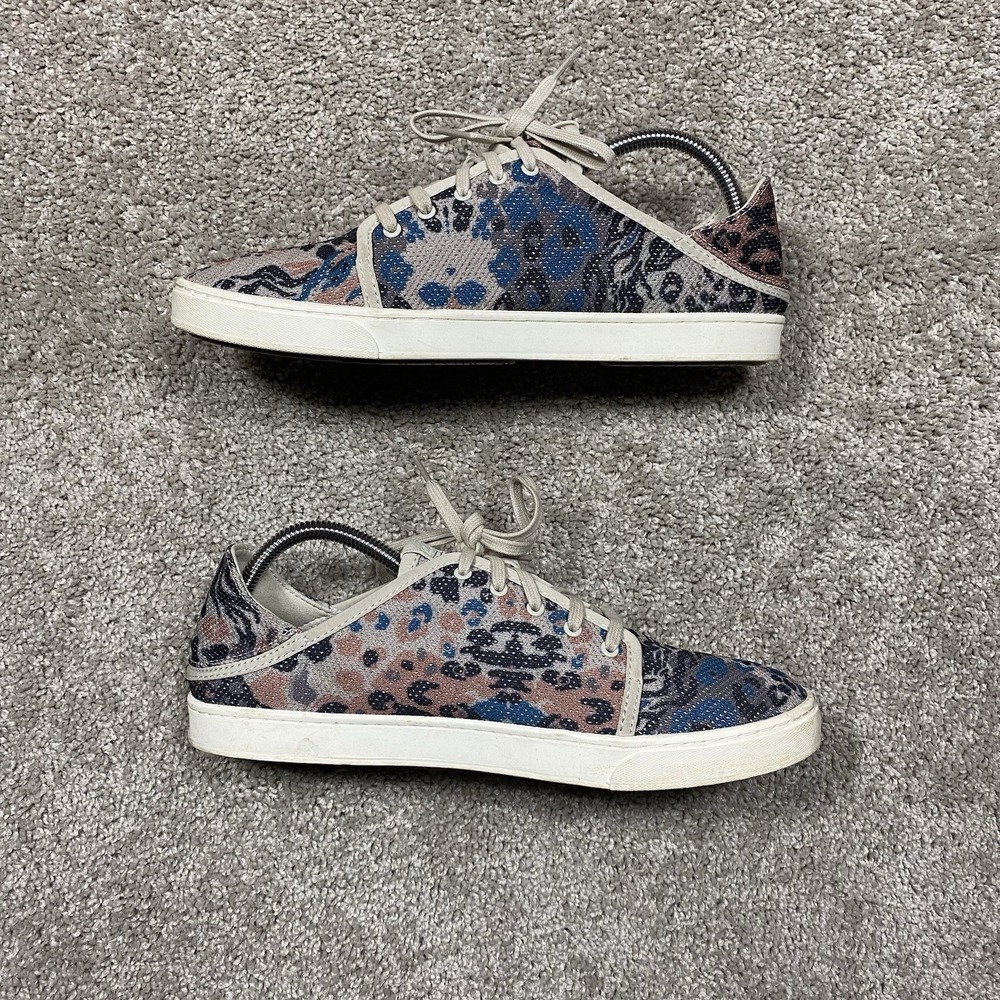 OluKai Pehuea Li Womens 11 Animal Print Mesh Sneakers Blue Pink 20379-YDZQ - Picture 2 of 9